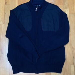 Orvis Upland Vintage Collection 100% Wool Men's Dark Blue Zip-Up Sweater - L